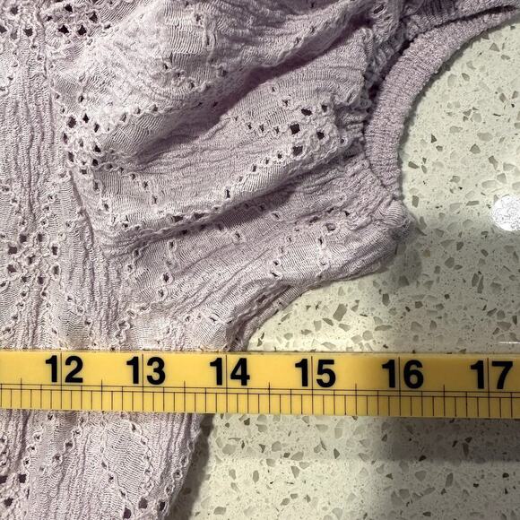 Zara Girls Eyelet Puff Sleeve Dress Lilac Purple Size 11-12 Tiered Cotton - Picture 6 of 7